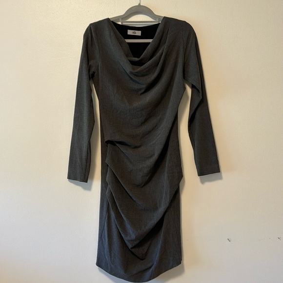 iXOs Malloni Stretch Crepe Cowl Neck Dress Women Small Lagenlook Draping Minimal - Picture 1 of 12